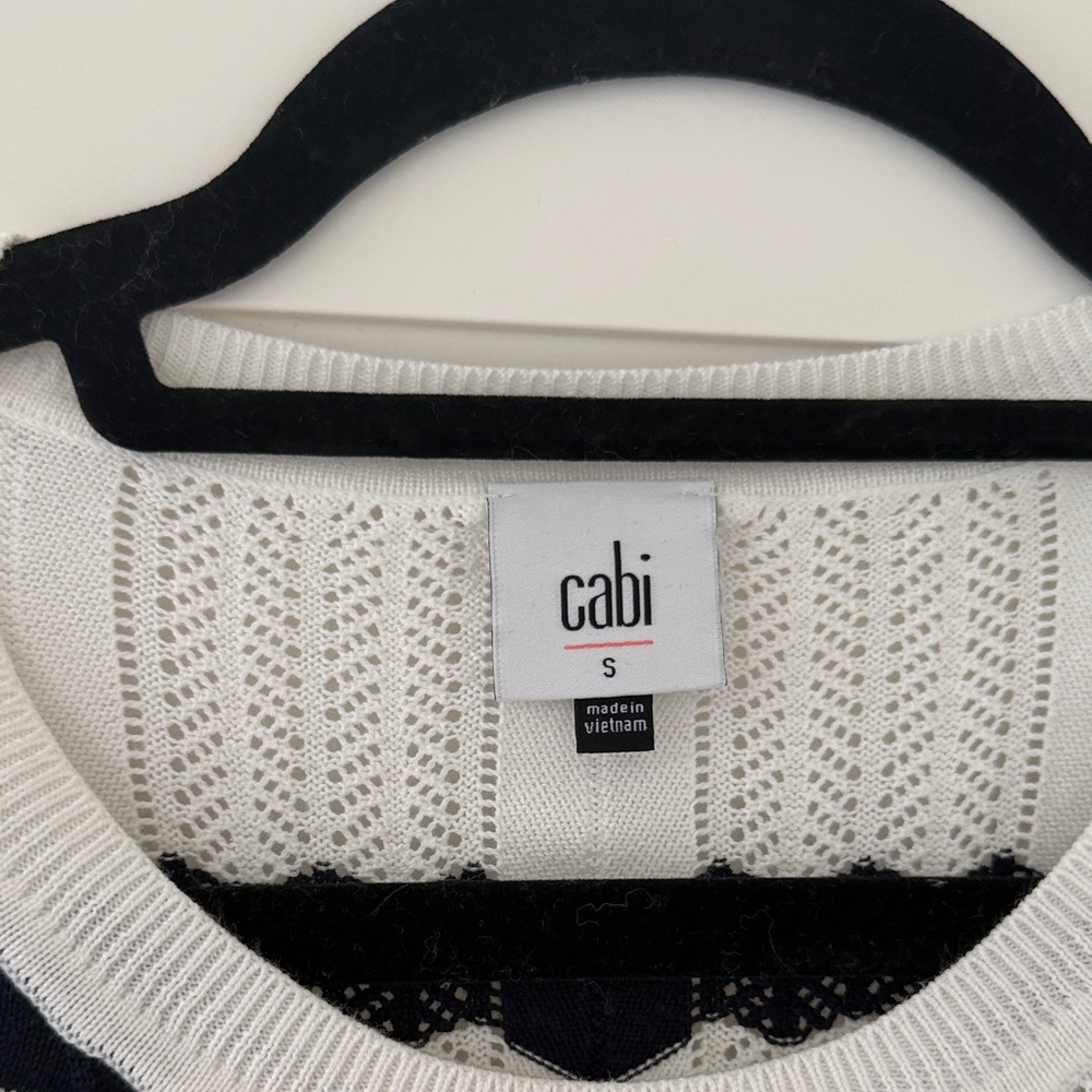 CAbi Navy blue White Textured Knit Top - Picture 2 of 4